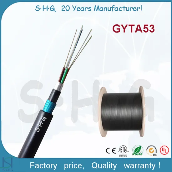 Factory Price Duct/Direct Buried Outdoor Multi Loose Tube Layer Stranded Armored Fiber Optic Cable GYTA53 
